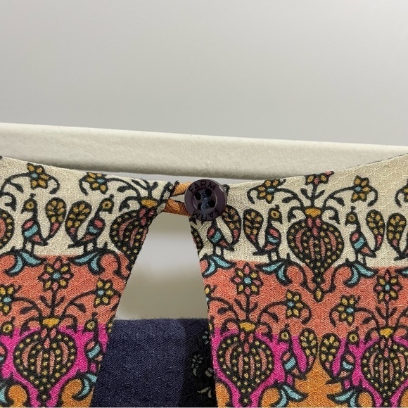 [M/L] Farm Rio Anthropologie Long Belle Sleeve Boho Pattern Shift Mini Dress - Picture 5 of 9